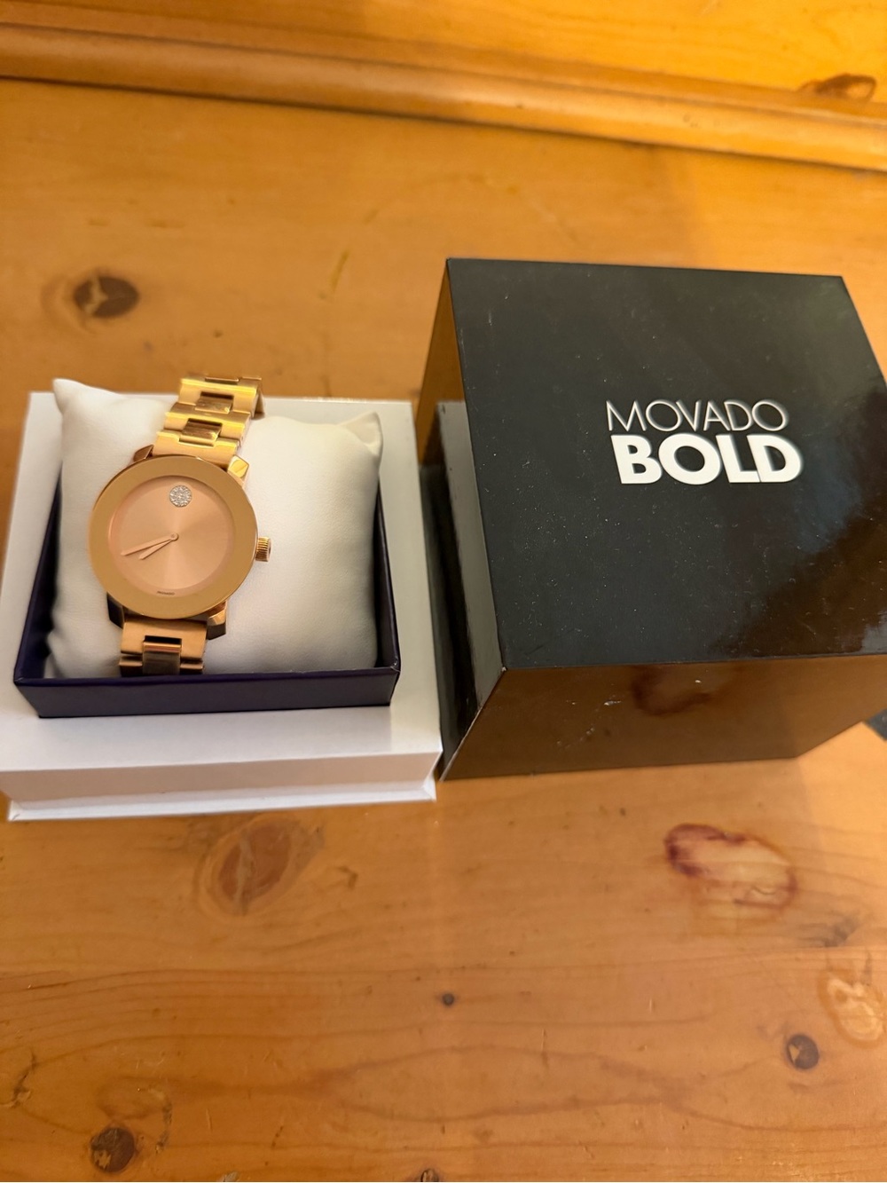 Movado Bold Men's Rose Gold-Tone Bracelet Watch with Monochrome Dial